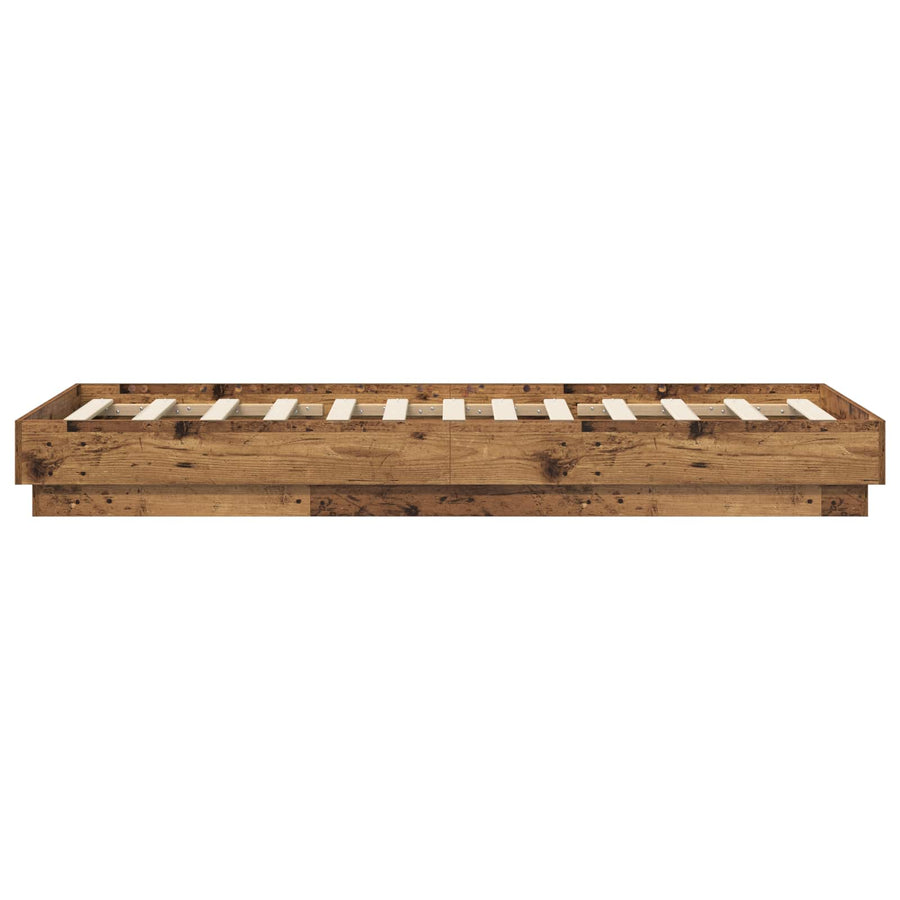 Bed Frame met LED Oud hout 80 x 200 cm Bewerkt hout
