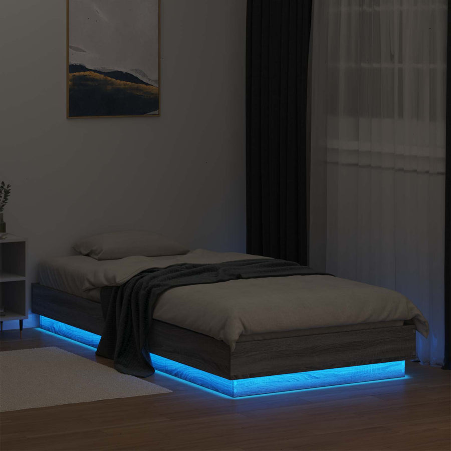 Bed Frame met LED Grijs Sonoma 80 x 200 cm Bewerkt hout