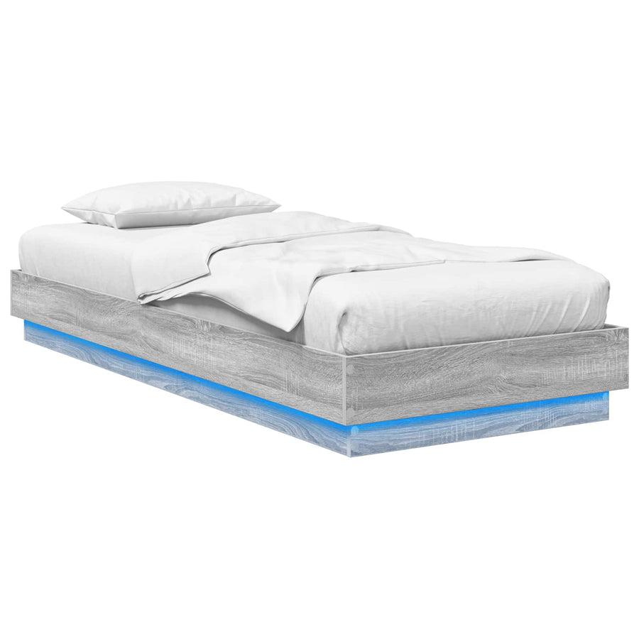 Bed Frame met LED Grijs Sonoma 80 x 200 cm Bewerkt hout