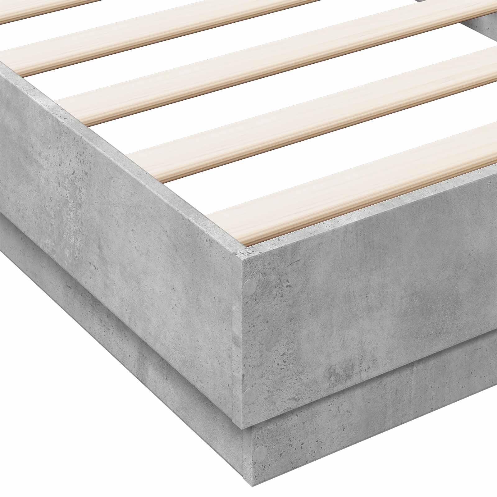 Bed Frame met LED Betongrijs 80 x 200 cm Bewerkt hout