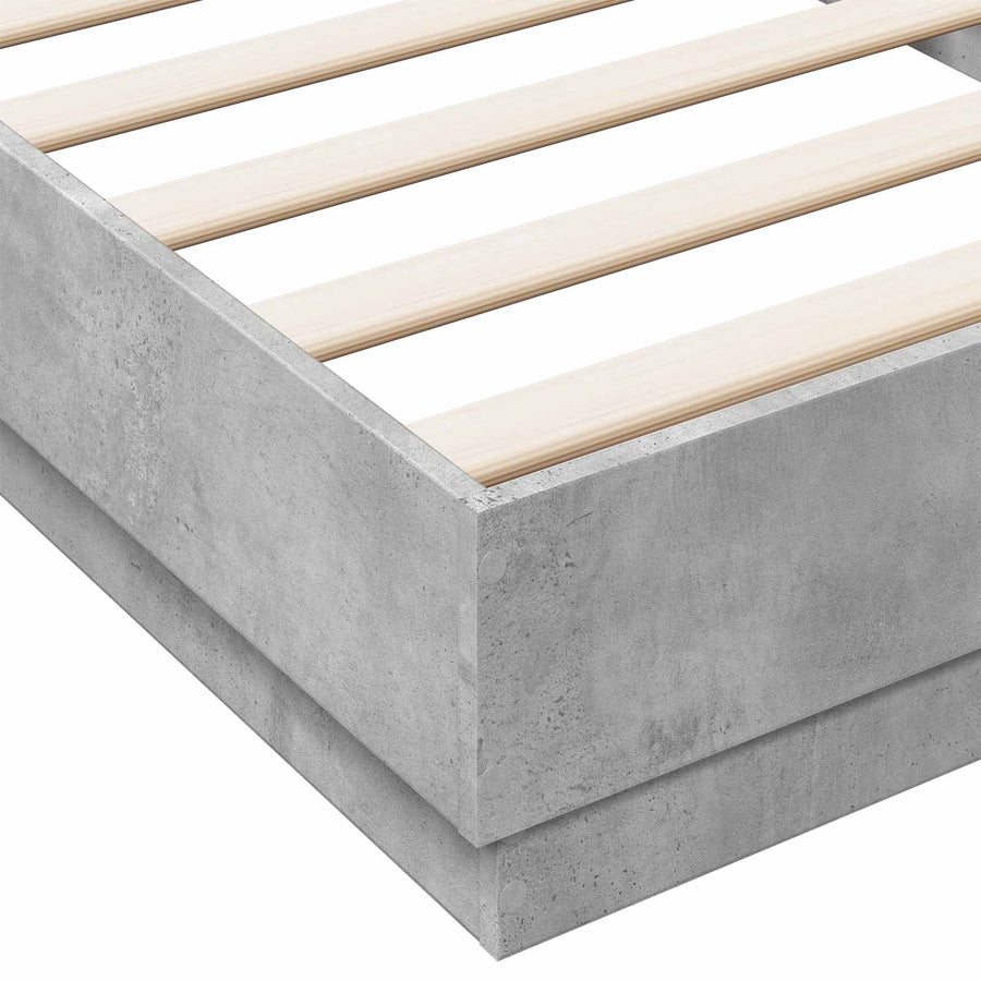 Bed Frame met LED Betongrijs 80 x 200 cm Bewerkt hout