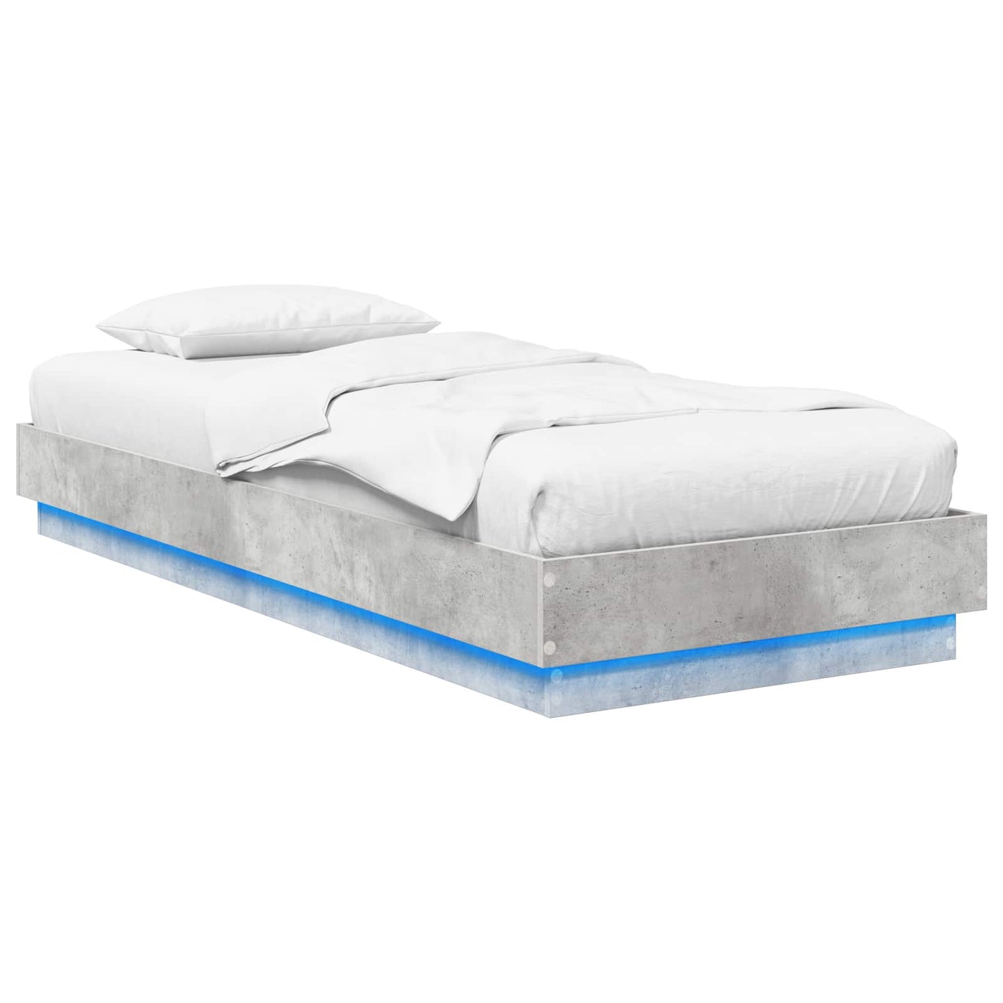 Bed Frame met LED Betongrijs 80 x 200 cm Bewerkt hout