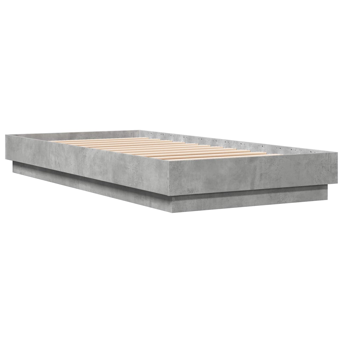 Bed Frame met LED Betongrijs 80 x 200 cm Bewerkt hout