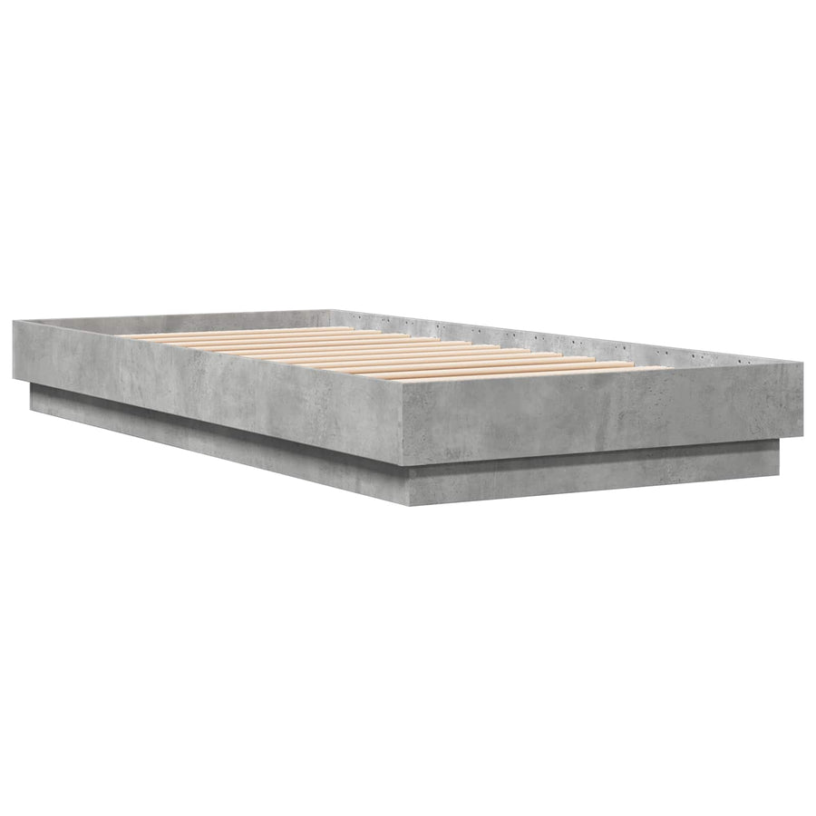 Bed Frame met LED Betongrijs 80 x 200 cm Bewerkt hout