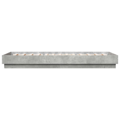 Bed Frame met LED Betongrijs 80 x 200 cm Bewerkt hout