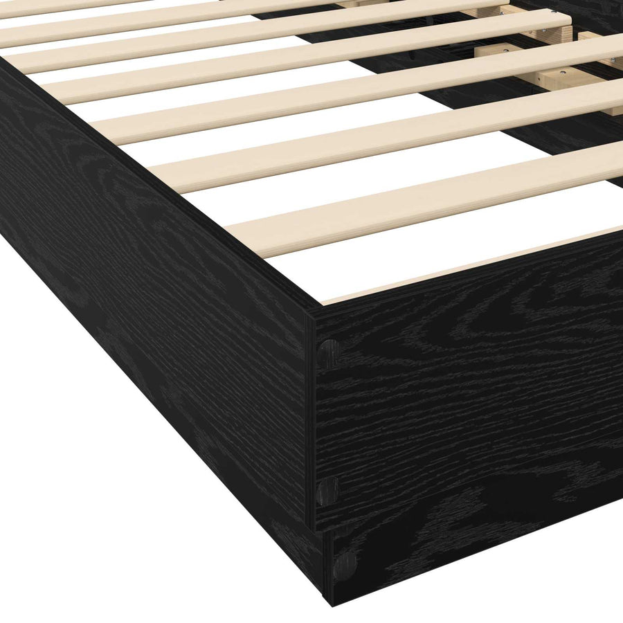 Bed Frame met LED Zwart eiken 80 x 200 cm Bewerkt hout