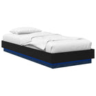 Bedframe 80x200 cm zwart eiken met LED