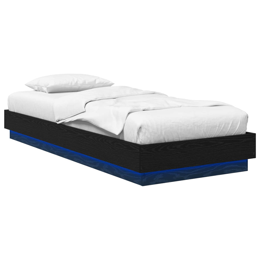 Bed Frame met LED Zwart eiken 80 x 200 cm Bewerkt hout