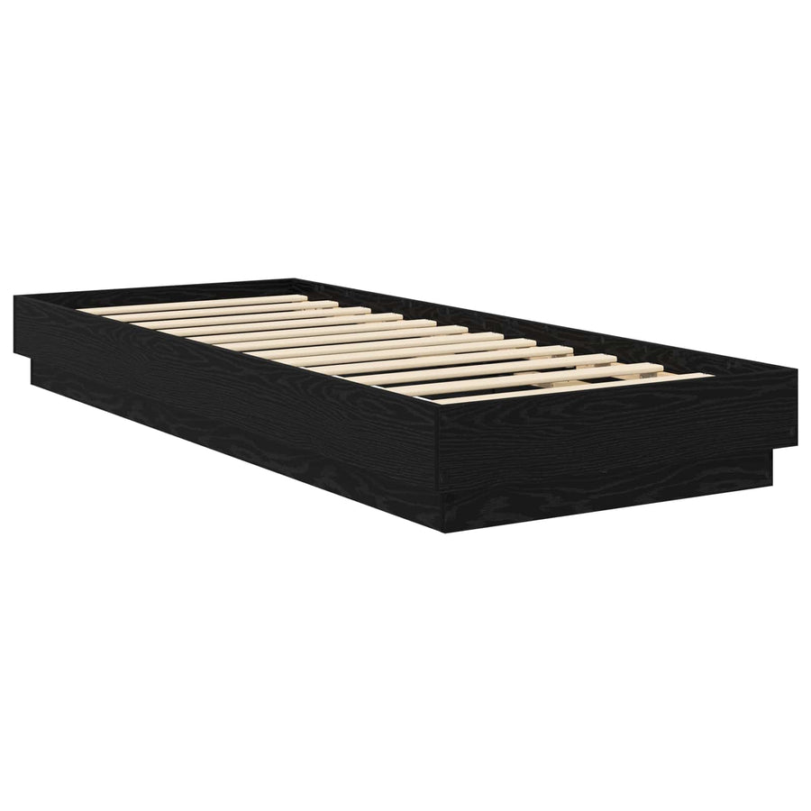 Bed Frame met LED Zwart eiken 80 x 200 cm Bewerkt hout