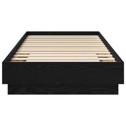 Bed Frame met LED Zwart eiken 80 x 200 cm Bewerkt hout