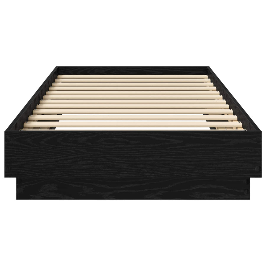 Bed Frame met LED Zwart eiken 80 x 200 cm Bewerkt hout