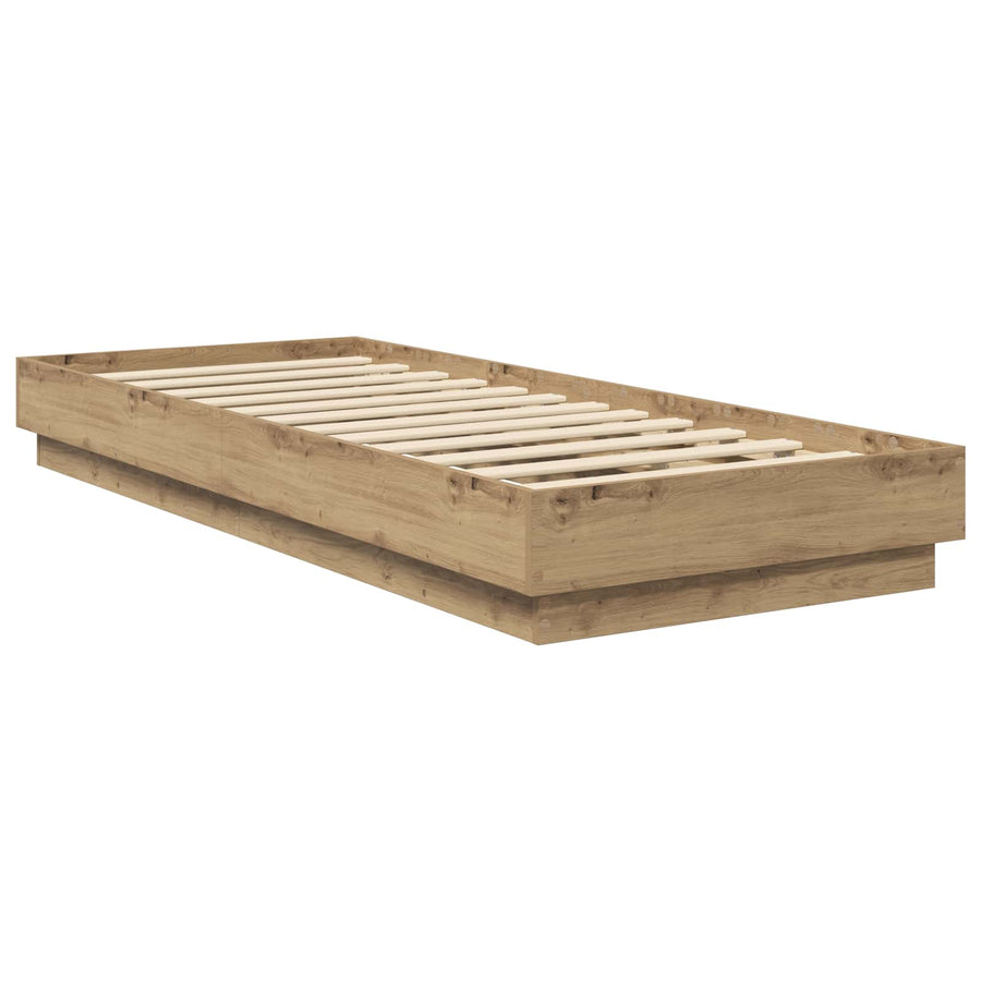 Bed Frame met LED Artisanaal eiken 80 x 200 cm Bewerkt hout