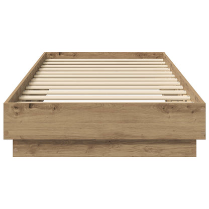 Bed Frame met LED Artisanaal eiken 80 x 200 cm Bewerkt hout