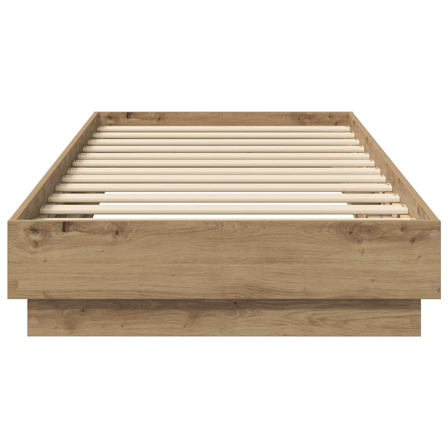 Bed Frame met LED Artisanaal eiken 80 x 200 cm Bewerkt hout