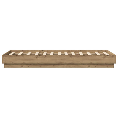 Bed Frame met LED Artisanaal eiken 80 x 200 cm Bewerkt hout