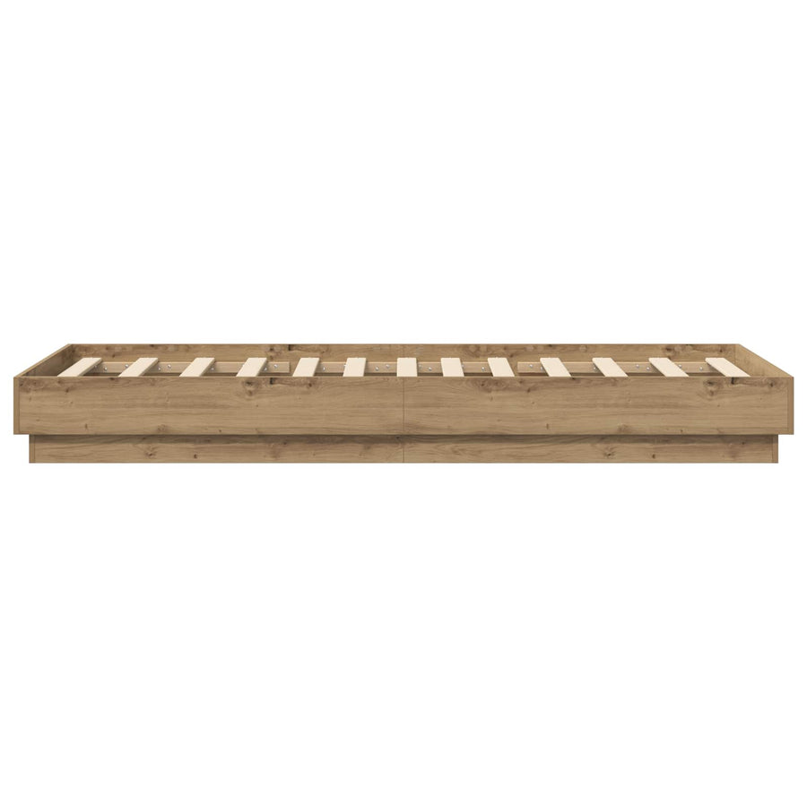 Bed Frame met LED Artisanaal eiken 80 x 200 cm Bewerkt hout
