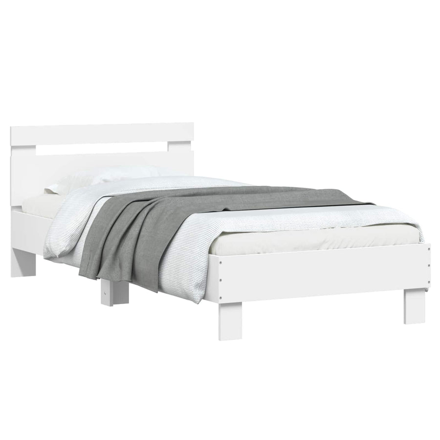 Bedframe met Hoofdeinde Wit 80 x 200 cm Bewerkt hout