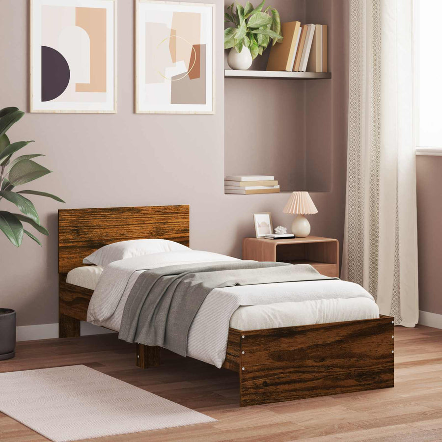 Bedframe met Hoofdeinde Gerookt eiken 80 x 200 cm