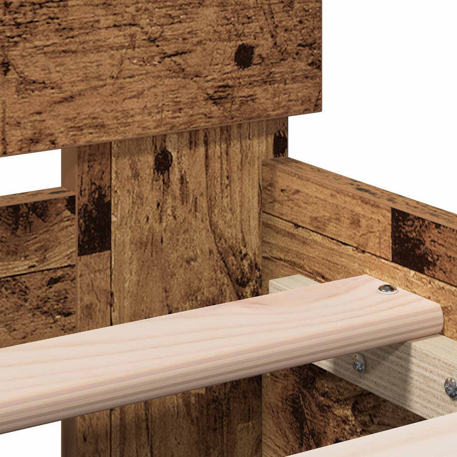 Bedframe met Hoofdeinde Oud hout 80 x 200 cm Bewerkt hout