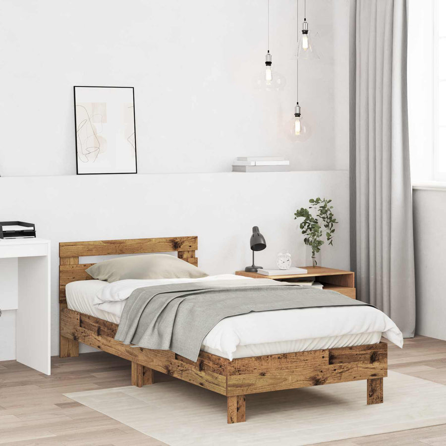 Bedframe met Hoofdeinde Oud hout 80 x 200 cm Bewerkt hout