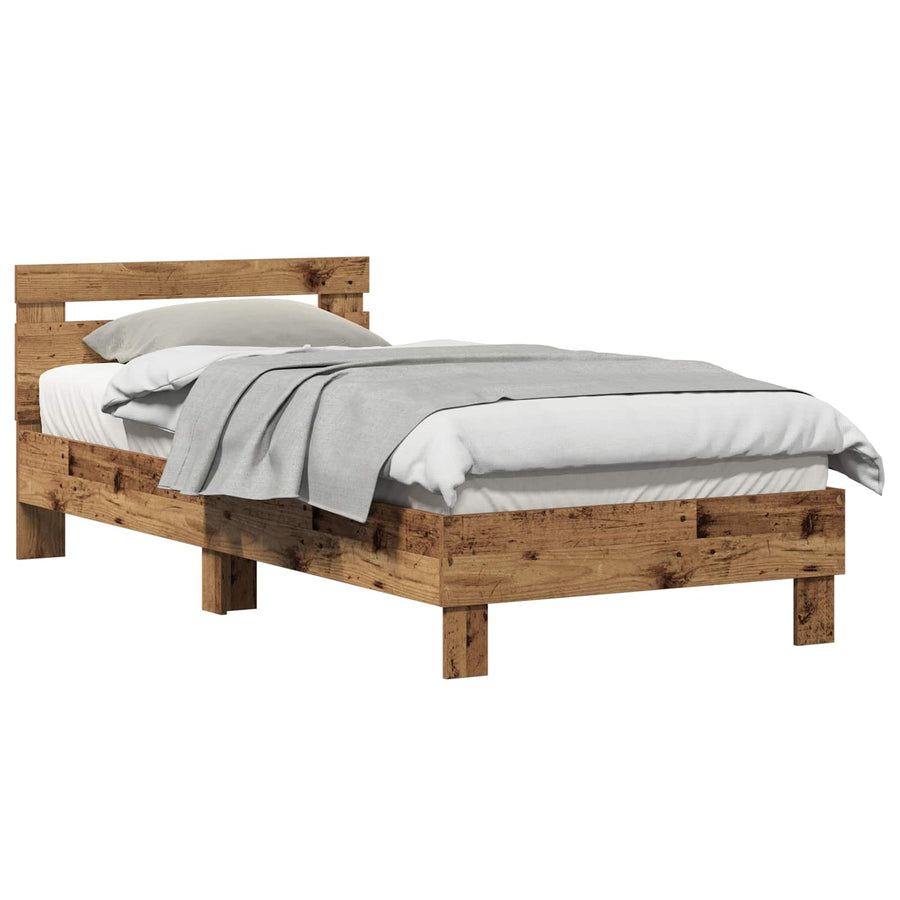 Bedframe met Hoofdeinde Oud hout 80 x 200 cm Bewerkt hout