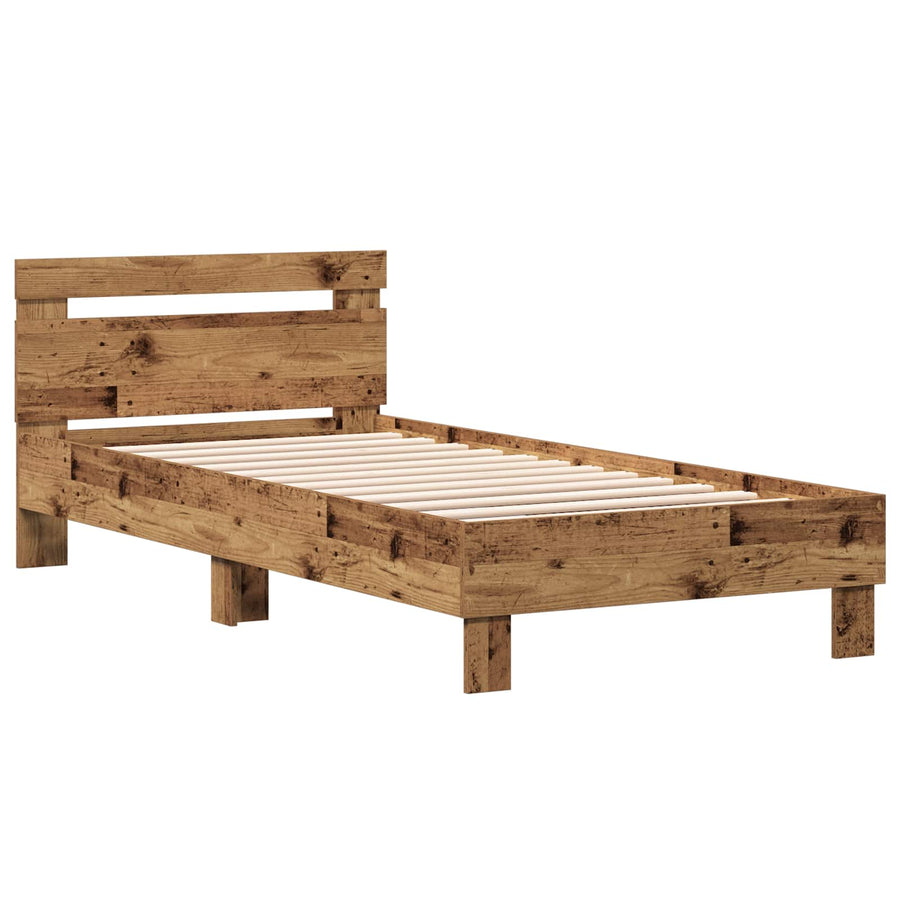 Bedframe met Hoofdeinde Oud hout 80 x 200 cm Bewerkt hout