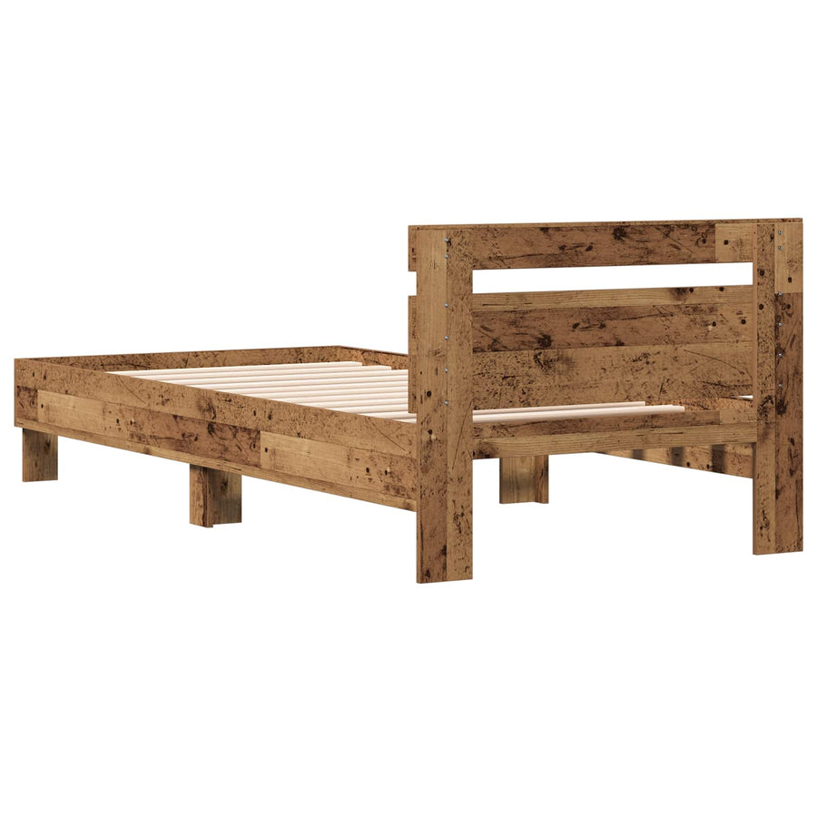 Bedframe met Hoofdeinde Oud hout 80 x 200 cm Bewerkt hout