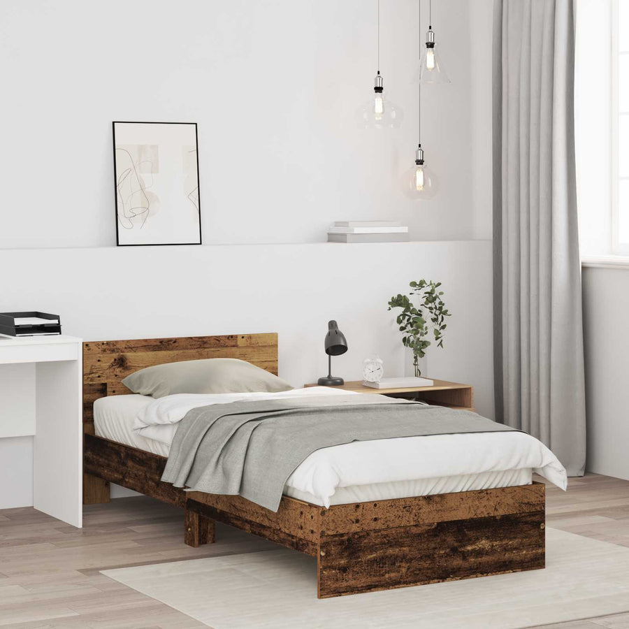 Bedframe met Hoofdeinde Oud hout 80 x 200 cm Geconstrueerd hout