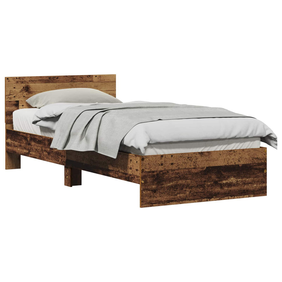 Bedframe met Hoofdeinde Oud hout 80 x 200 cm Geconstrueerd hout