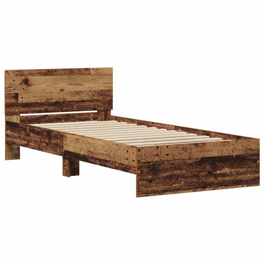 Bedframe met Hoofdeinde Oud hout 80 x 200 cm Geconstrueerd hout