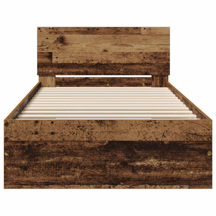Bedframe met Hoofdeinde Oud hout 80 x 200 cm Geconstrueerd hout