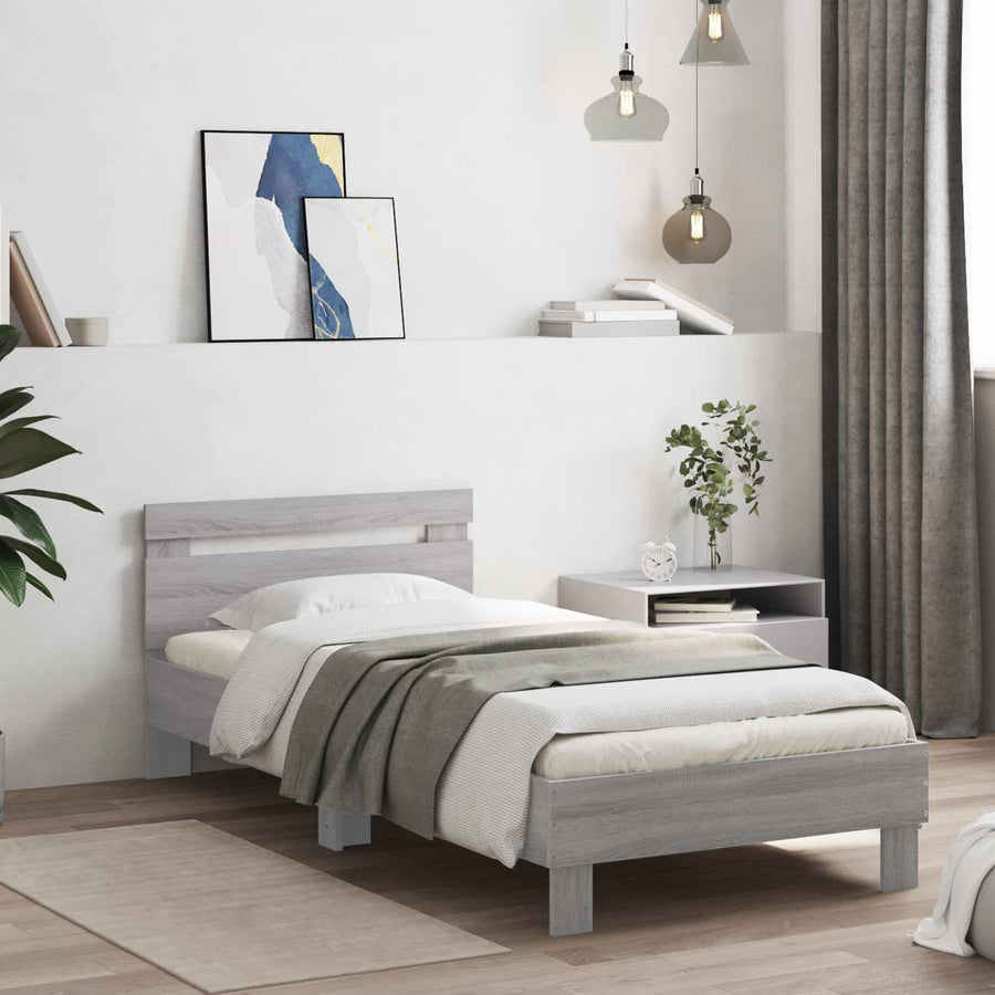 Bedframe met Hoofdeinde Grijs Sonoma 80 x 200 cm Bewerkt hout