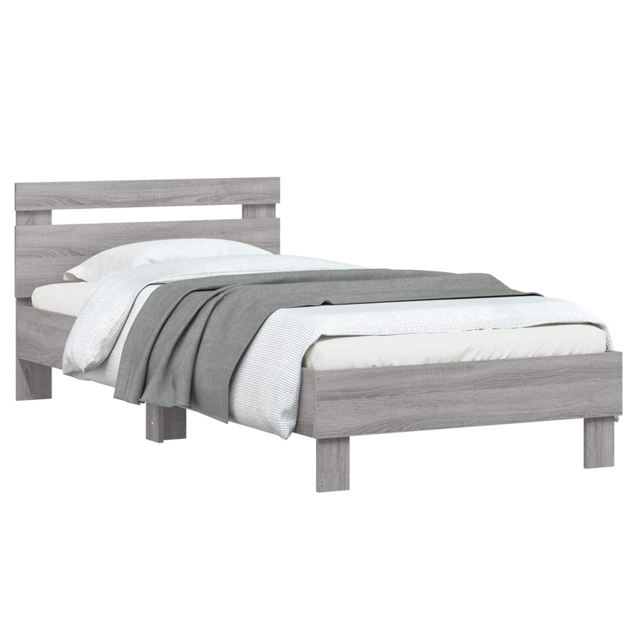 Bedframe met Hoofdeinde Grijs Sonoma 80 x 200 cm Bewerkt hout