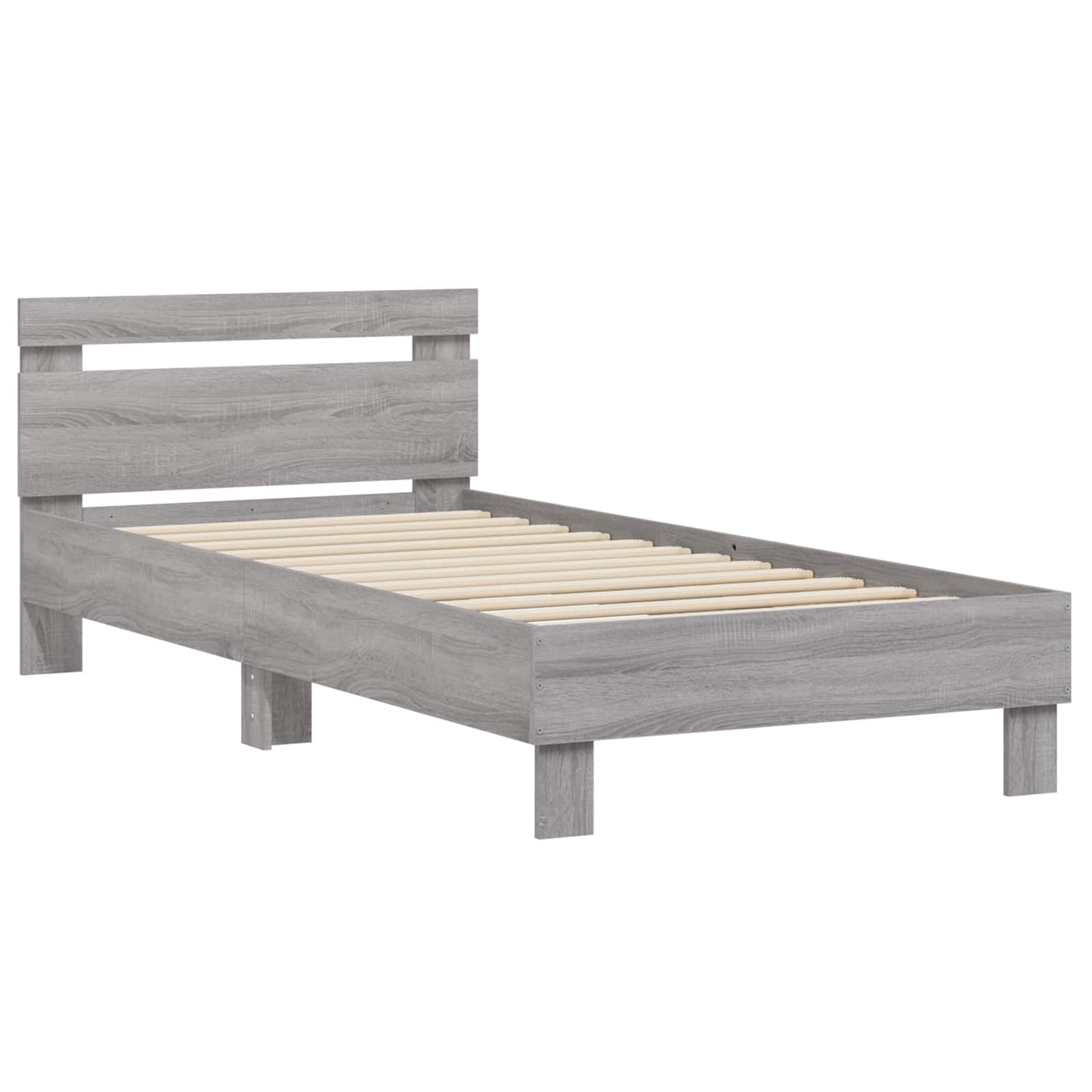 Bedframe met Hoofdeinde Grijs Sonoma 80 x 200 cm Bewerkt hout