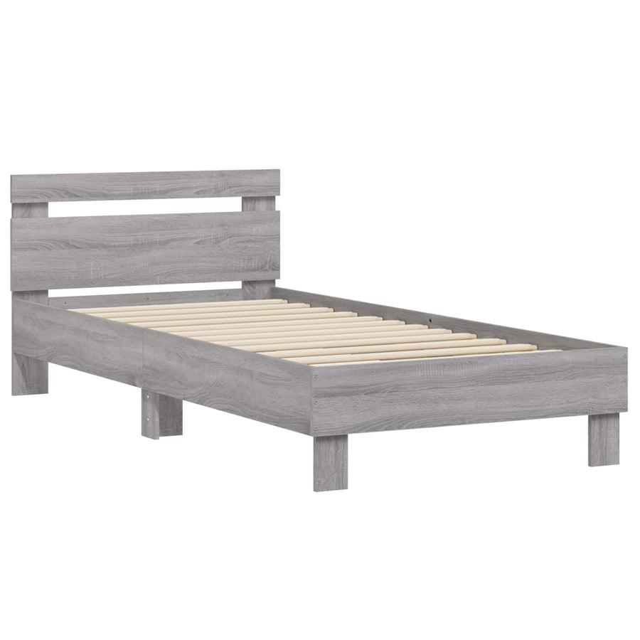 Bedframe met Hoofdeinde Grijs Sonoma 80 x 200 cm Bewerkt hout