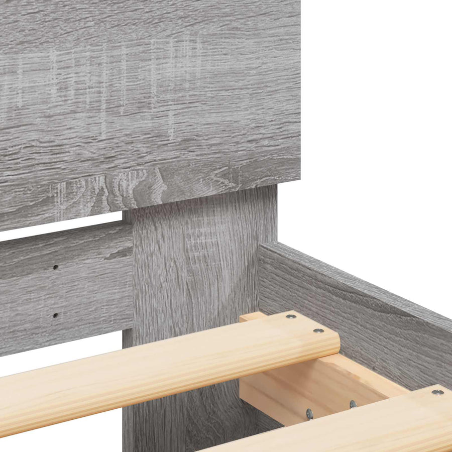 Bedframe met hoofdbord grijs Sonoma 80 x 200 cm