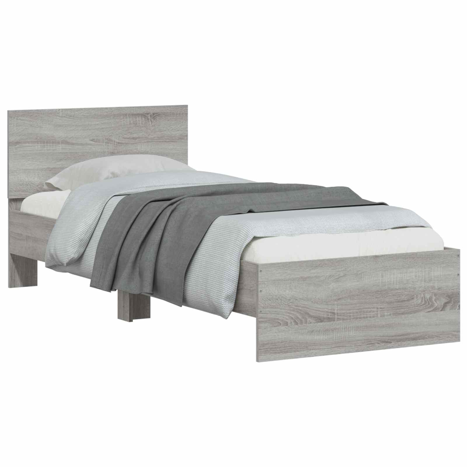 Bedframe met hoofdbord grijs Sonoma 80 x 200 cm