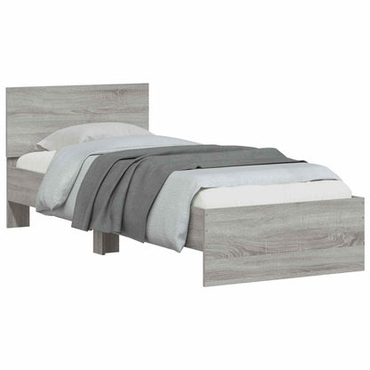 Bedframe met hoofdbord grijs Sonoma 80 x 200 cm