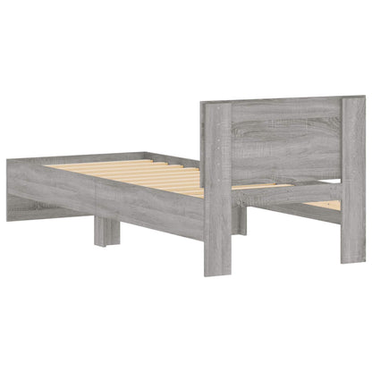 Bedframe met hoofdbord grijs Sonoma 80 x 200 cm