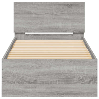 Bedframe met hoofdbord grijs Sonoma 80 x 200 cm