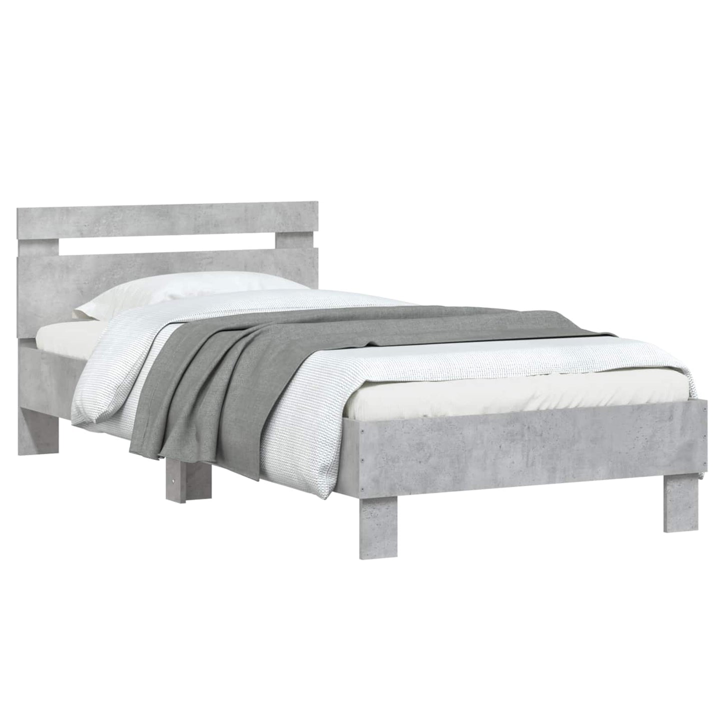 Bedframe met Hoofdeinde Betongrijs 80 x 200 cm Bewerkt hout