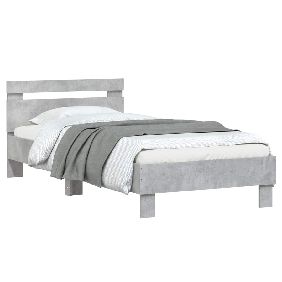 Bedframe met Hoofdeinde Betongrijs 80 x 200 cm Bewerkt hout