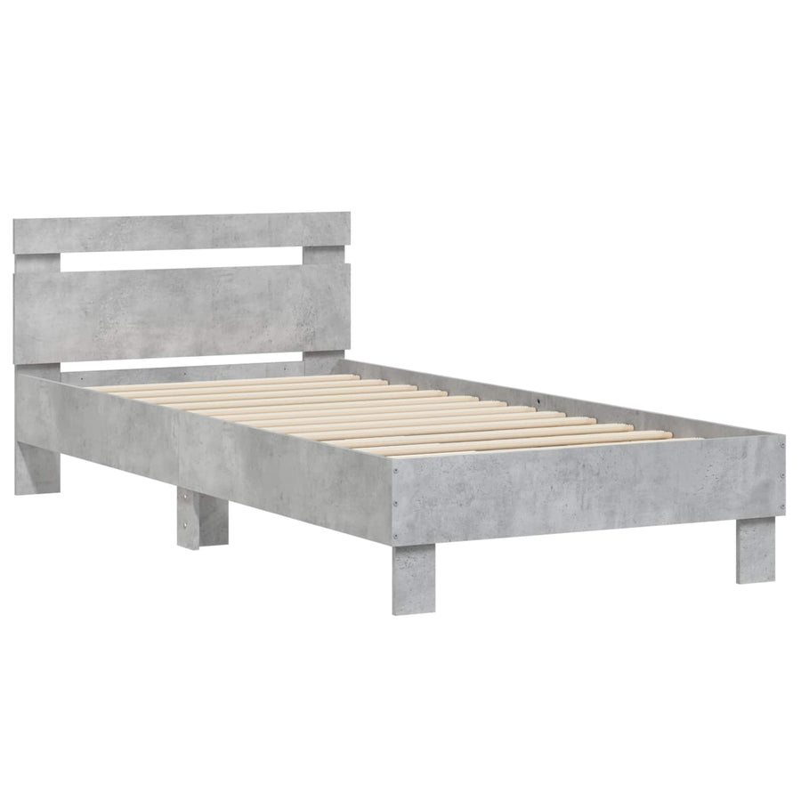 Bedframe met Hoofdeinde Betongrijs 80 x 200 cm Bewerkt hout