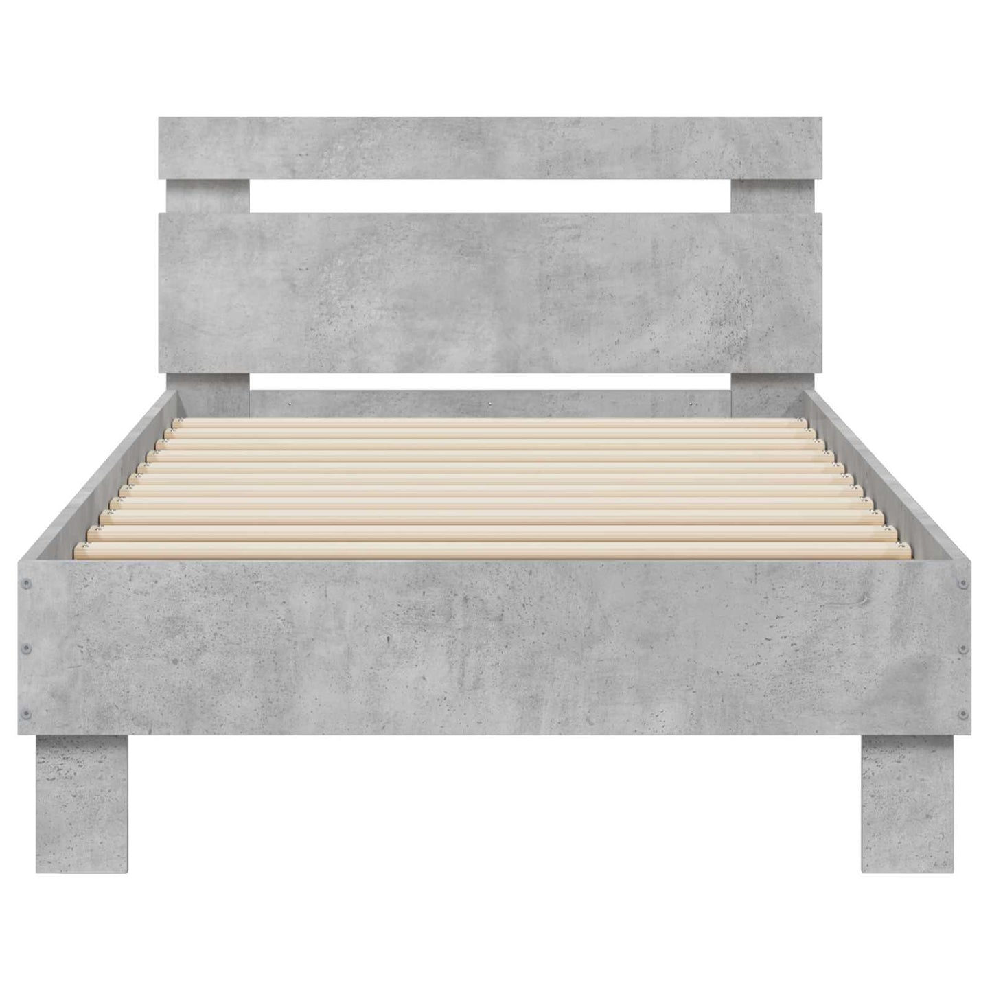Bedframe met Hoofdeinde Betongrijs 80 x 200 cm Bewerkt hout