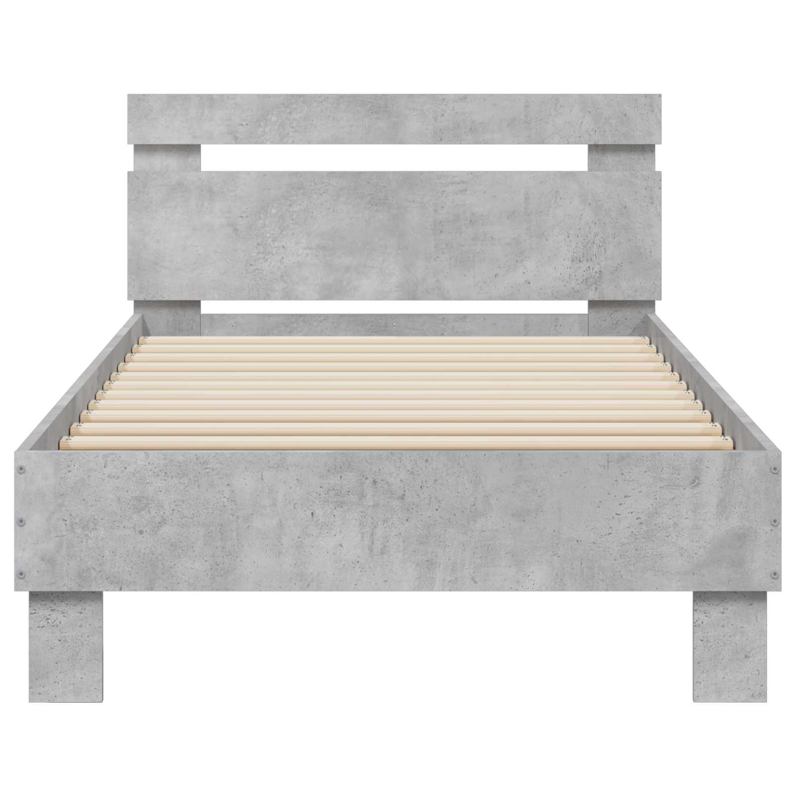 Bedframe met Hoofdeinde Betongrijs 80 x 200 cm Bewerkt hout