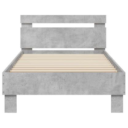 Bedframe met Hoofdeinde Betongrijs 80 x 200 cm Bewerkt hout
