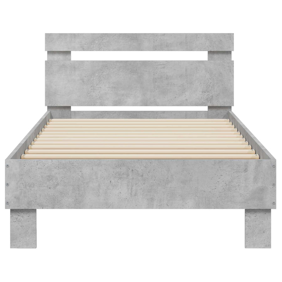 Bedframe met Hoofdeinde Betongrijs 80 x 200 cm Bewerkt hout