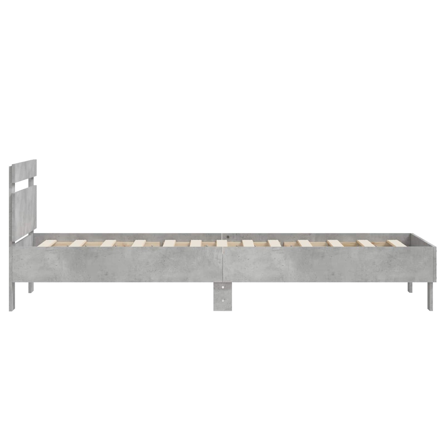 Bedframe met Hoofdeinde Betongrijs 80 x 200 cm Bewerkt hout