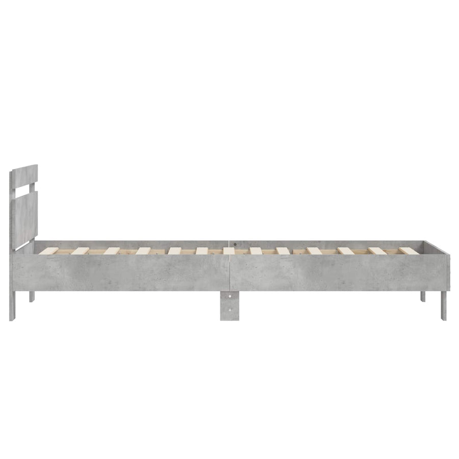 Bedframe met Hoofdeinde Betongrijs 80 x 200 cm Bewerkt hout