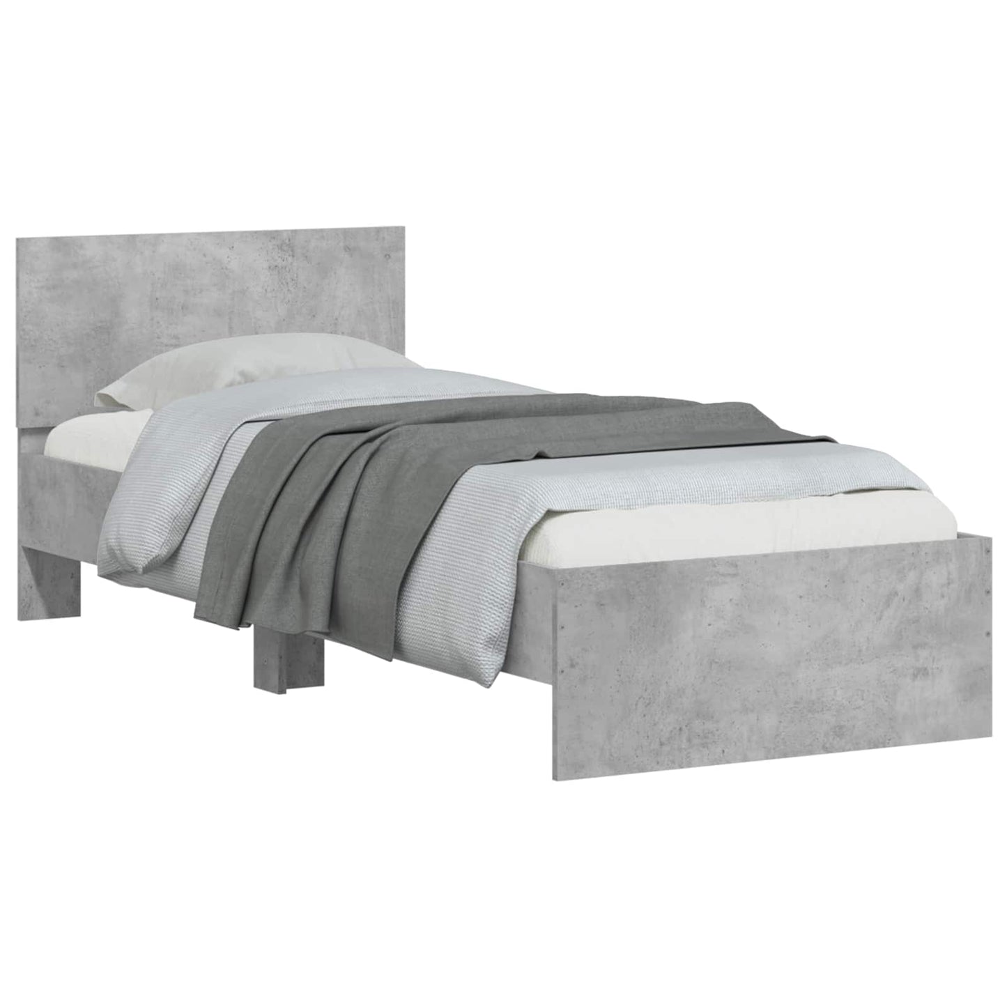 Bedframe met Hoofdeinde Betongrijs 80 x 200 cm